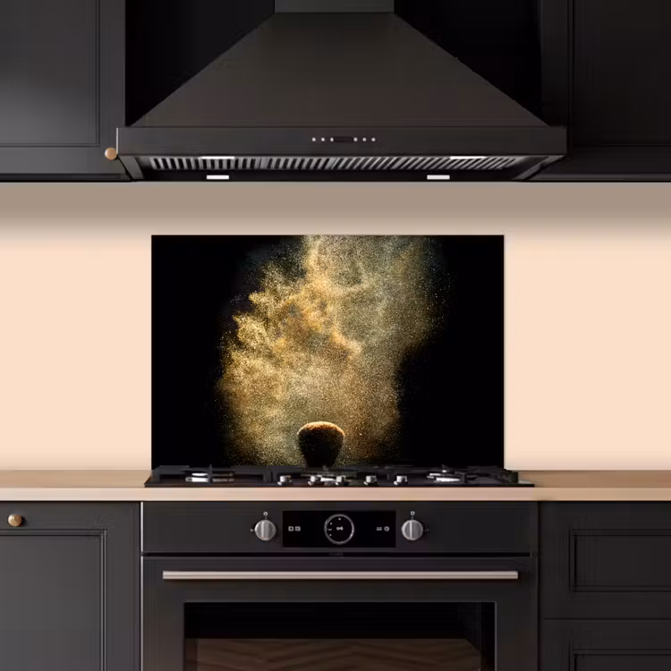Paraschizzi cucina - Polvere d'oro su sfondo nero — 5