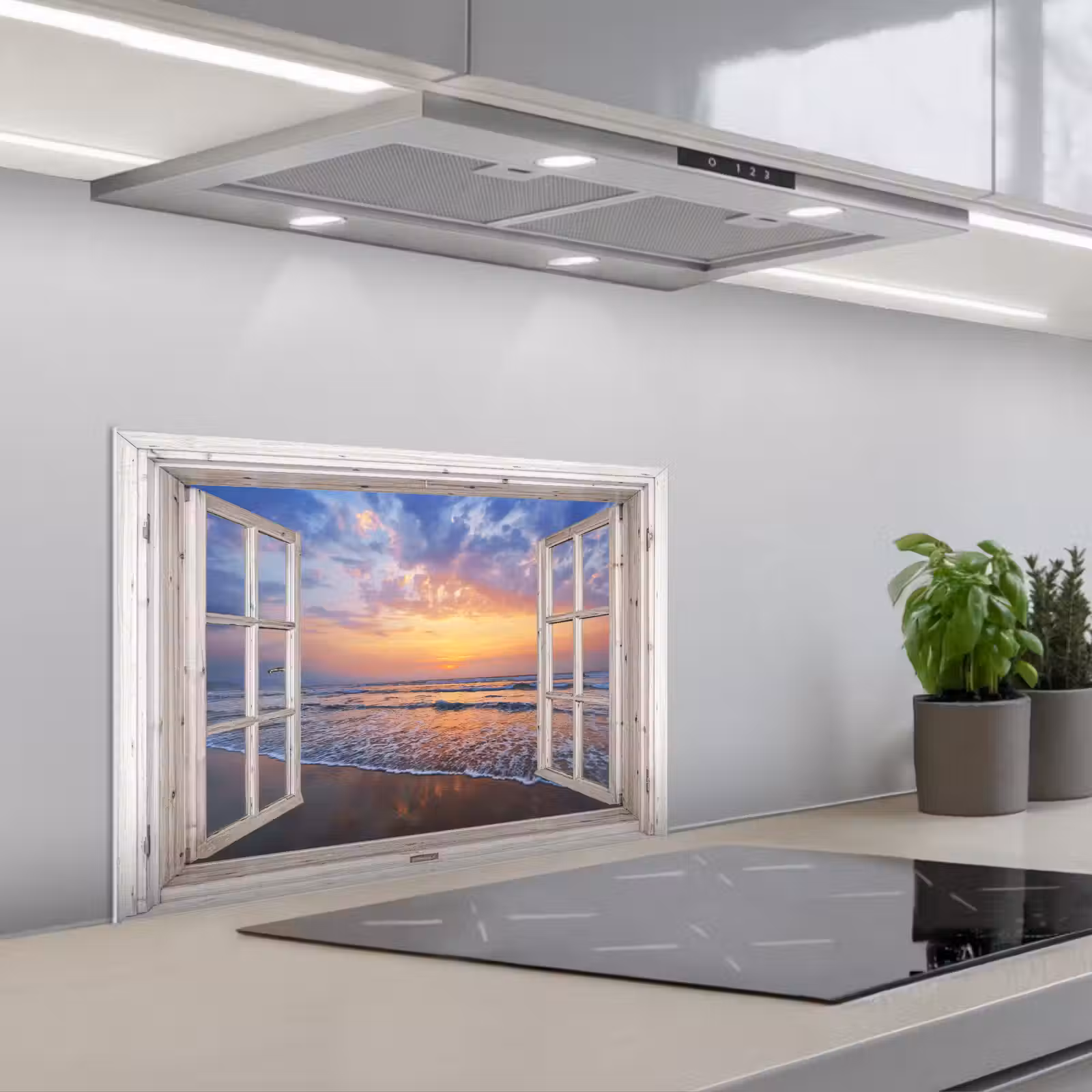 Paraschizzi cucina - Vista - Mare - Spiaggia - Tramonto - Blu — 1