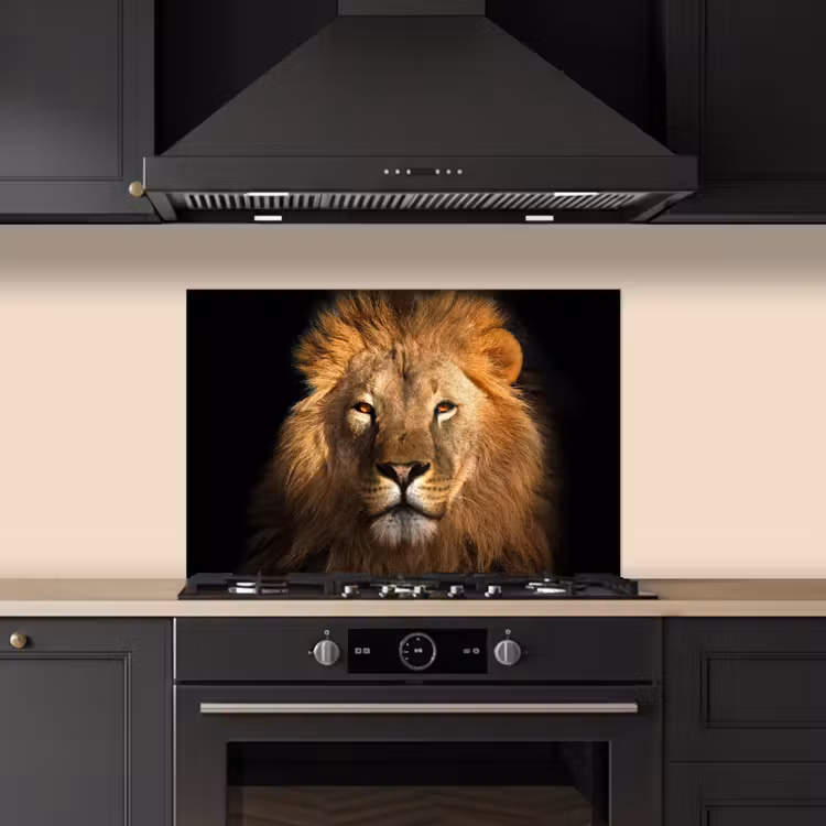 Paraschizzi cucina - Leone - Animali - Nero - Chiaro - Marrone - Ritratto — 5