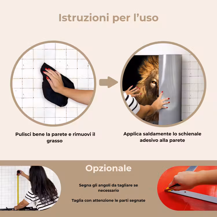 Paraschizzi cucina - Leone - Animali - Nero - Chiaro - Marrone - Ritratto — 6