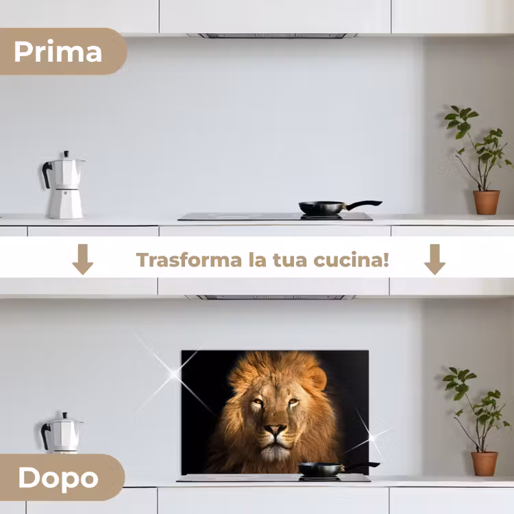 Paraschizzi cucina - Leone - Animali - Nero - Chiaro - Marrone - Ritratto — 7