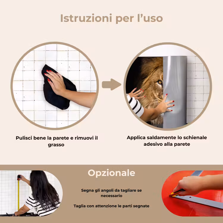 Paraschizzi cucina - Leone - Ritratto - Nero - Animali — 6