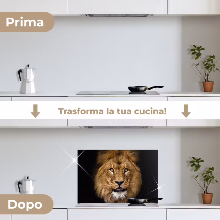 Paraschizzi cucina - Leone - Ritratto - Nero - Animali — 7