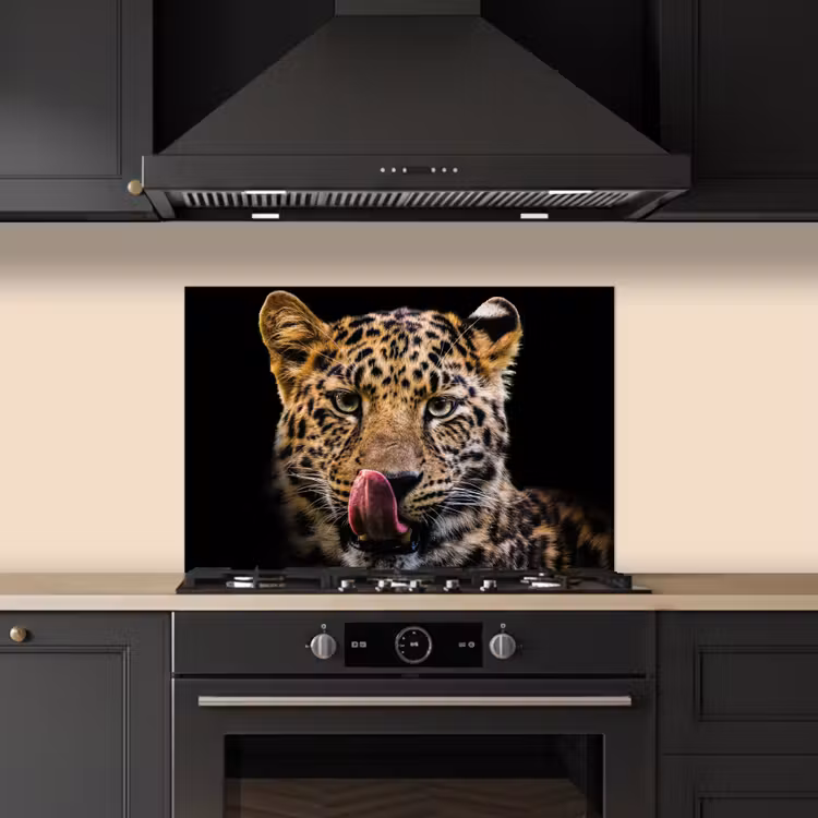 Paraschizzi cucina - Leopardo - Nero - Primo piano — 5