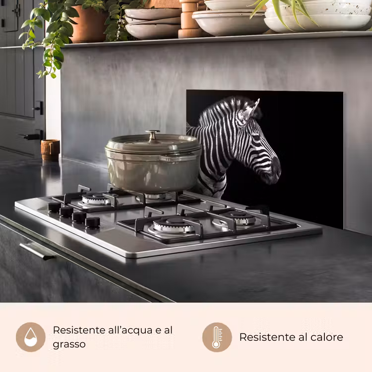Paraschizzi cucina - Zebra - Nero - Bianco - Ritratto - Animali — 2