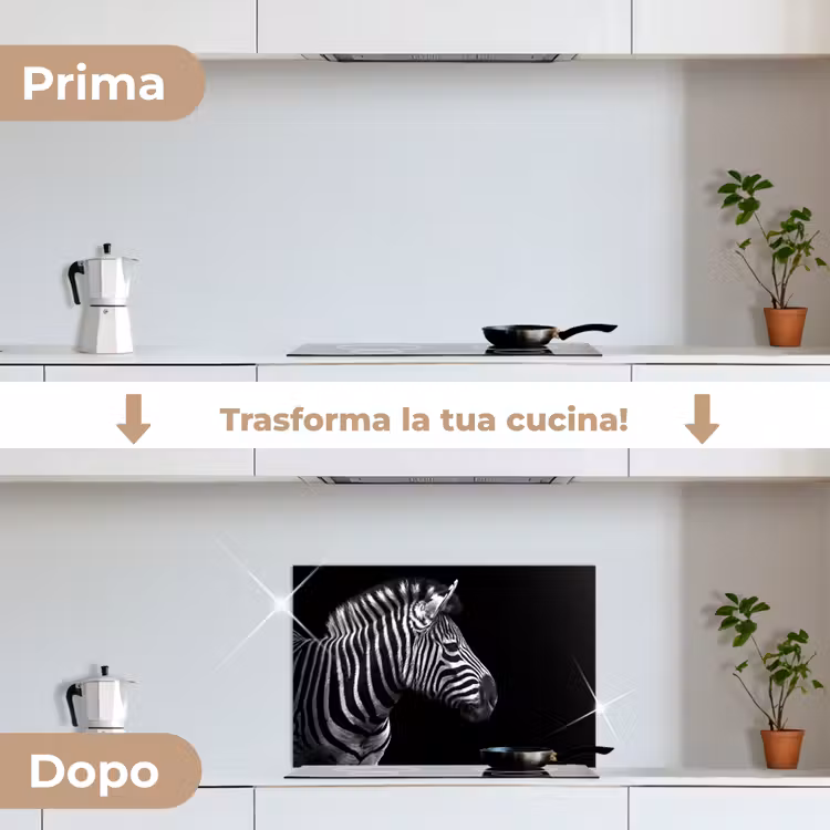 Paraschizzi cucina - Zebra - Nero - Bianco - Ritratto - Animali — 7