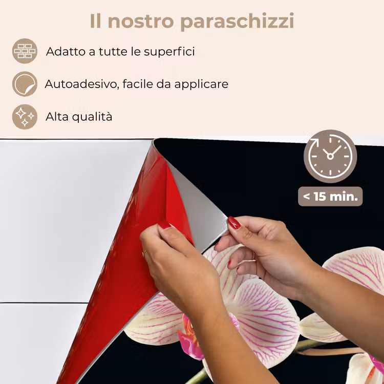 Paraschizzi cucina - Orchidea - Fiori - Nero - Rosa - Bottoni — 4