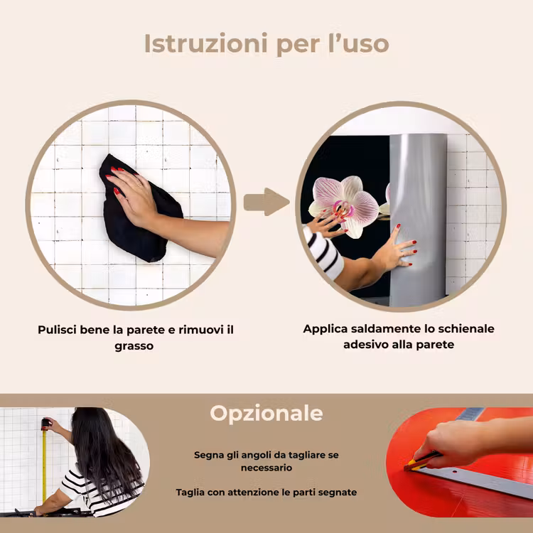 Paraschizzi cucina - Orchidea - Fiori - Nero - Rosa - Bottoni — 6