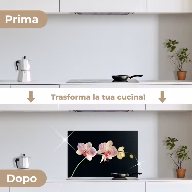 Paraschizzi cucina - Orchidea - Fiori - Nero - Rosa - Bottoni — 7