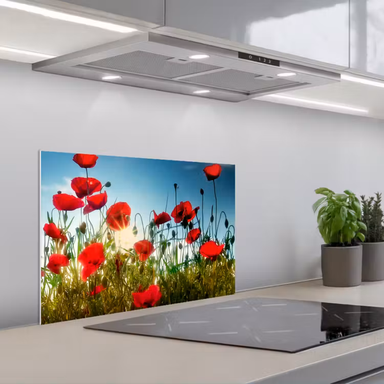 Paraschizzi cucina - Papaveri - Toscana - Sole - Rosso - Blu — 1
