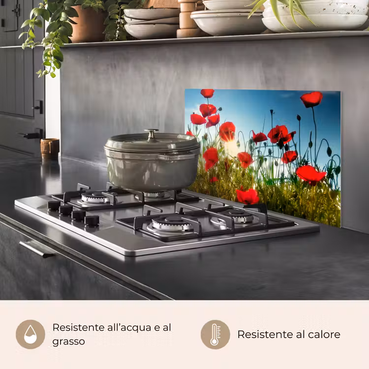 Paraschizzi cucina - Papaveri - Toscana - Sole - Rosso - Blu — 2
