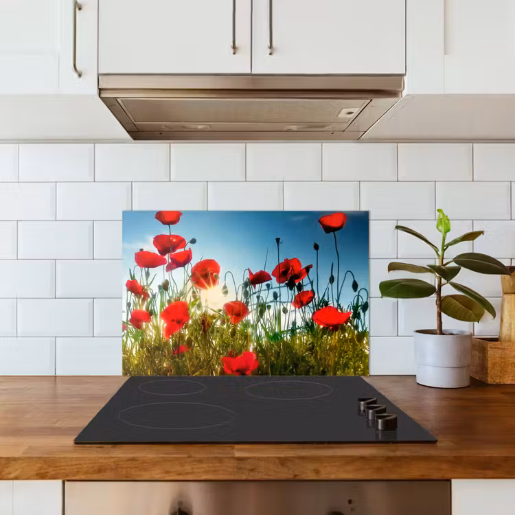 Paraschizzi cucina - Papaveri - Toscana - Sole - Rosso - Blu — 3