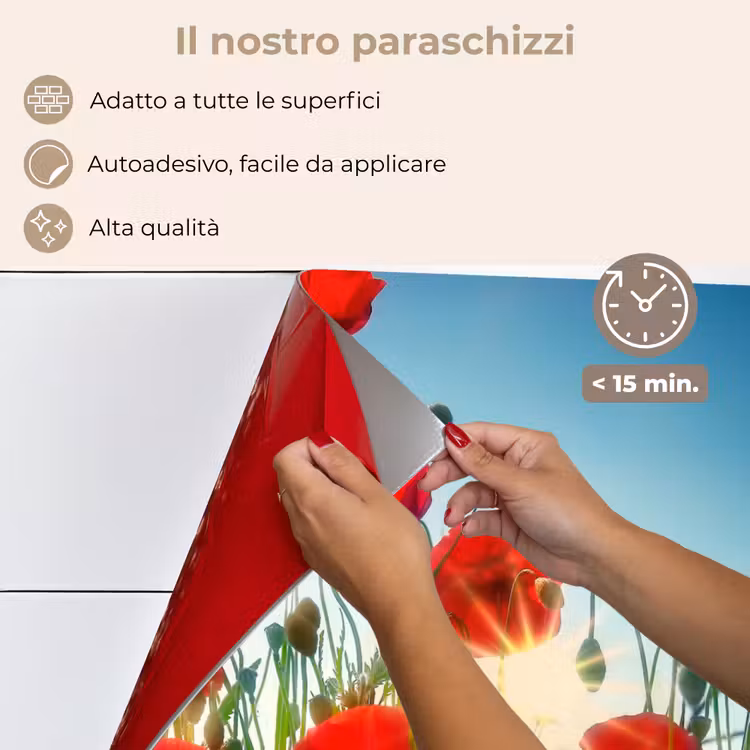 Paraschizzi cucina - Papaveri - Toscana - Sole - Rosso - Blu — 4