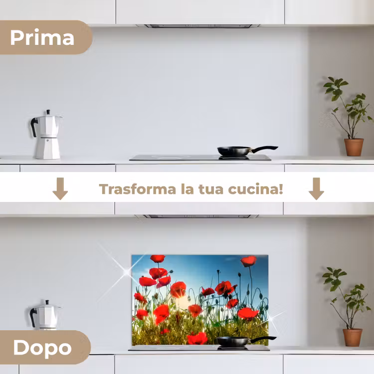 Paraschizzi cucina - Papaveri - Toscana - Sole - Rosso - Blu — 7