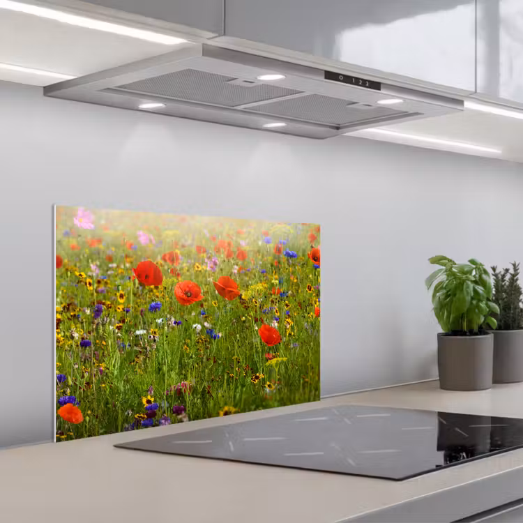 Paraschizzi cucina - Primavera - Fiori - Rosso - Papavero - Erba - Verde — 1