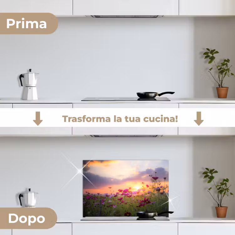 Paraschizzi cucina - Tramonto - Fiori - Rosa - Natura - Verde — 7