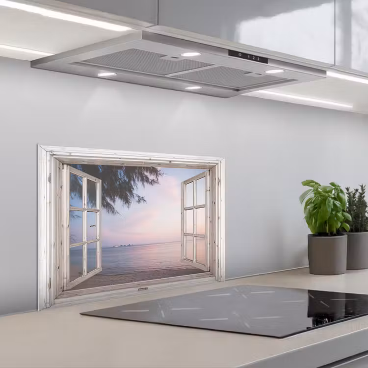 Paraschizzi cucina - Vista sulla spiaggia al tramonto — 1