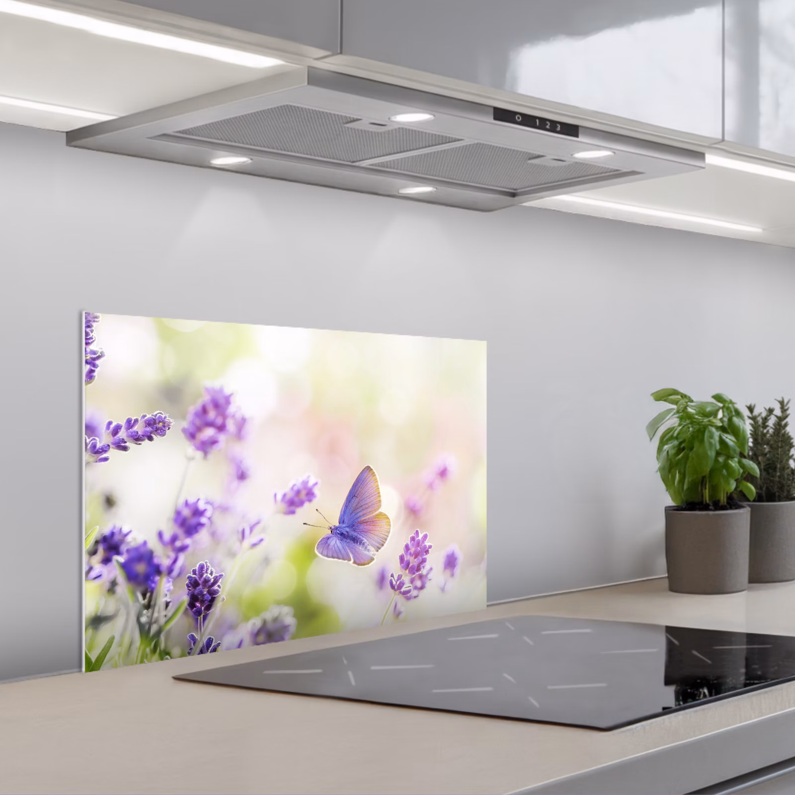 Paraschizzi cucina - Lavanda - Farfalla - Fiori — 1
