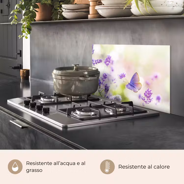 Paraschizzi cucina - Lavanda - Farfalla - Fiori — 2