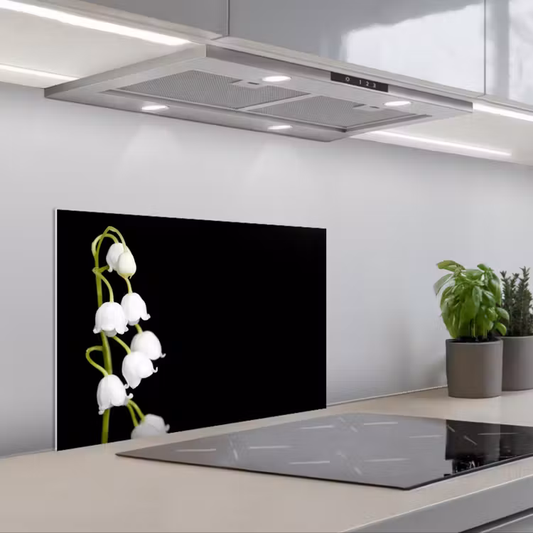 Paraschizzi cucina - Mughetto - Fiori - Nero - Flora — 1
