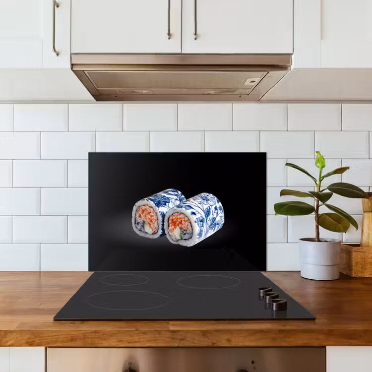 Paraschizzi cucina - Sushi - Blu Delft - Riso - Pesce - Elegante — 3