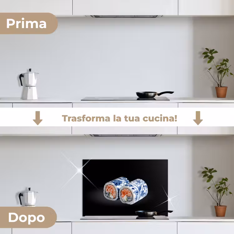 Paraschizzi cucina - Sushi - Blu Delft - Riso - Pesce - Elegante — 7