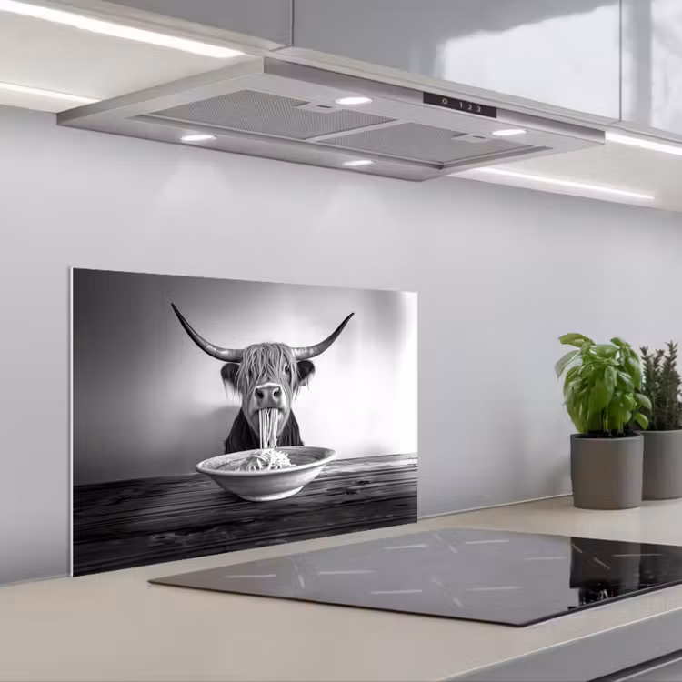 Paraschizzi cucina - Highlander scozzese - Spaghetti - Animali - Bianco e nero — 1