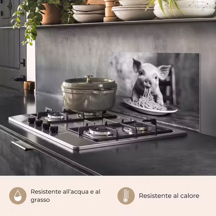 Paraschizzi cucina - Maiale - Carino - Spaghetti - Bianco e nero - Animale — 2