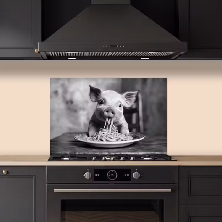 Paraschizzi cucina - Maiale - Carino - Spaghetti - Bianco e nero - Animale — 5