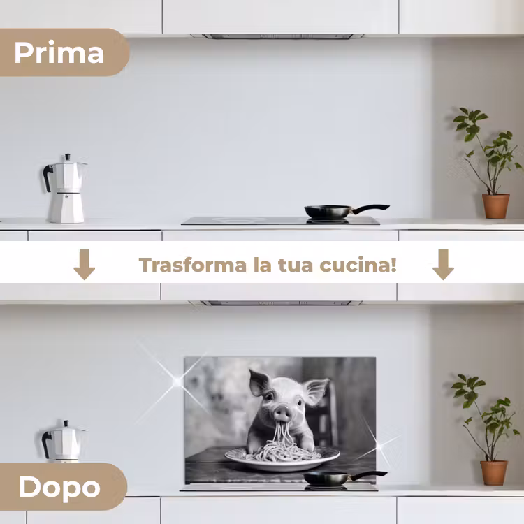 Paraschizzi cucina - Maiale - Carino - Spaghetti - Bianco e nero - Animale — 7