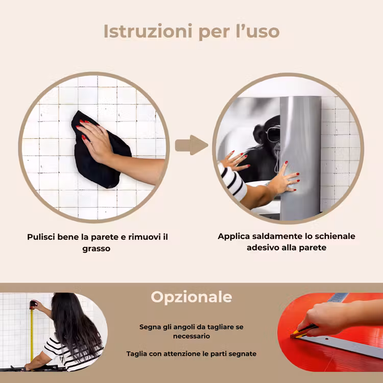 Paraschizzi cucina - Scimmia - Spaghetti - Occhiali da sole - Bianco e nero - Cool - Animale — 6