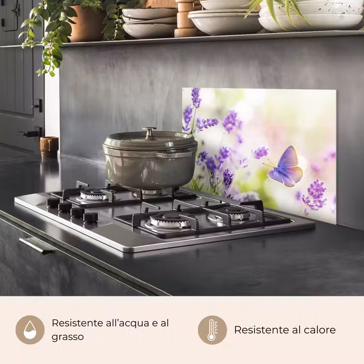 Paraschizzi cucina - Sogno di lavanda con farfalla — 2