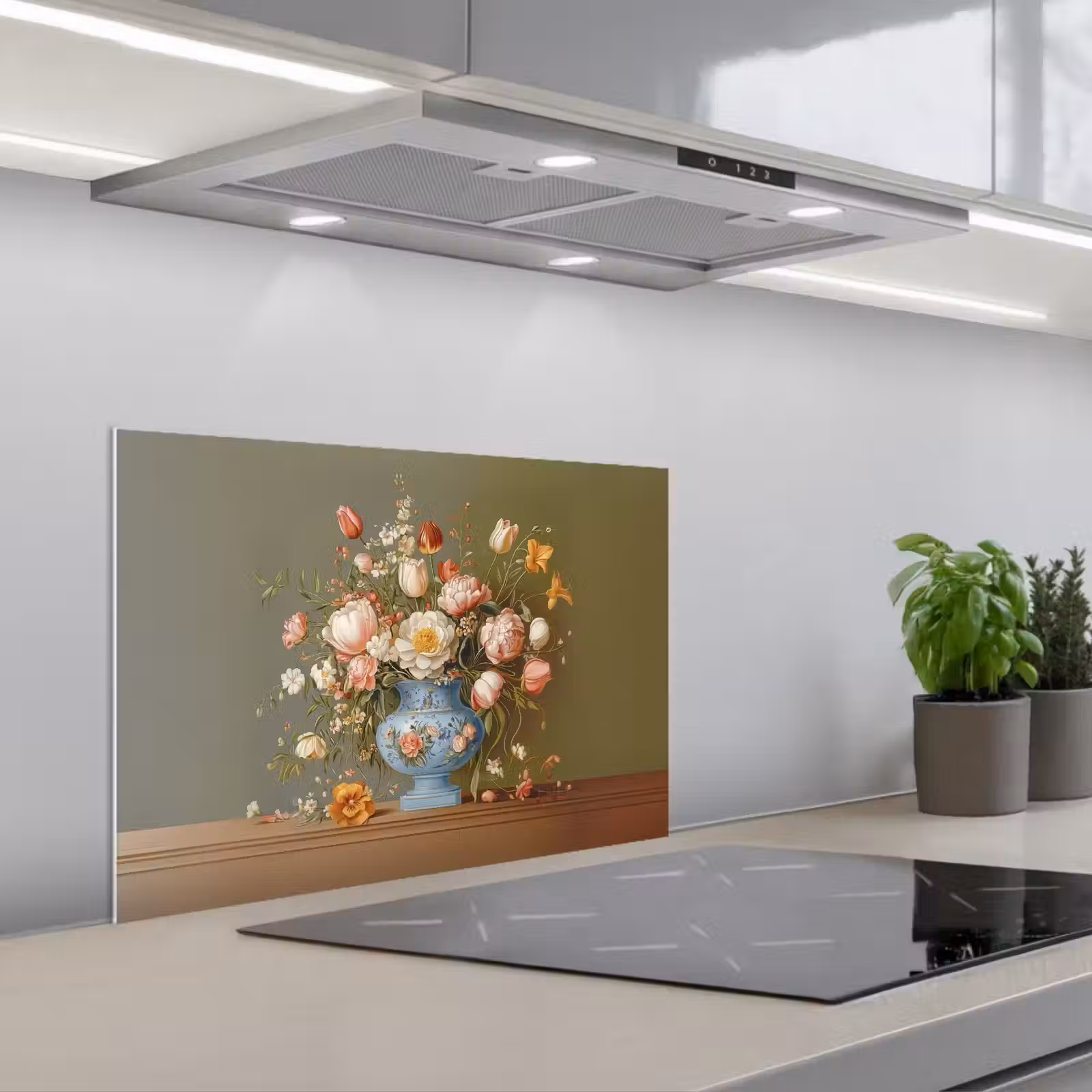 Paraschizzi cucina - Neutro - Fiori - Bouquet - Vaso — 1