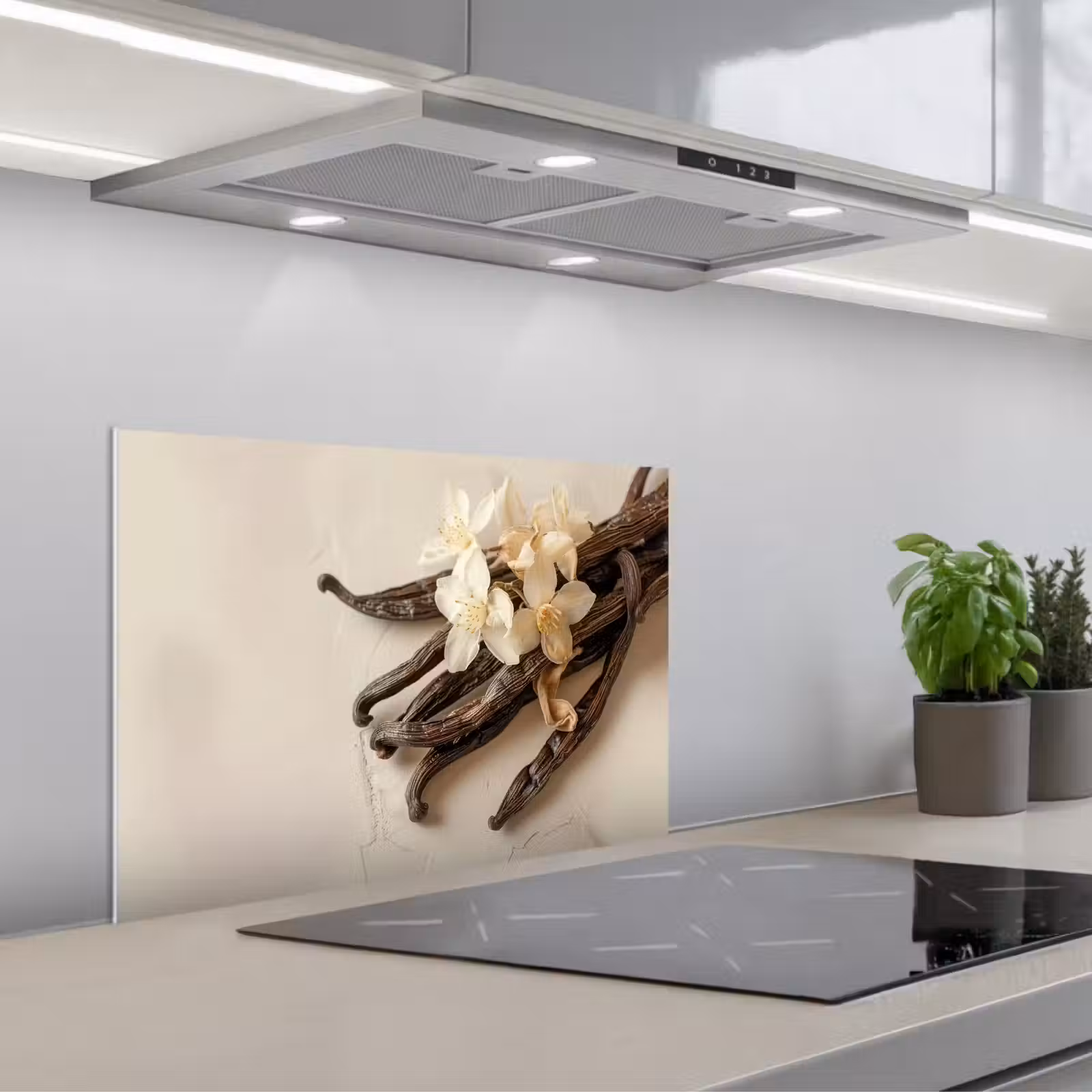 Paraschizzi cucina - Vaniglia - Floreale - Beige — 1