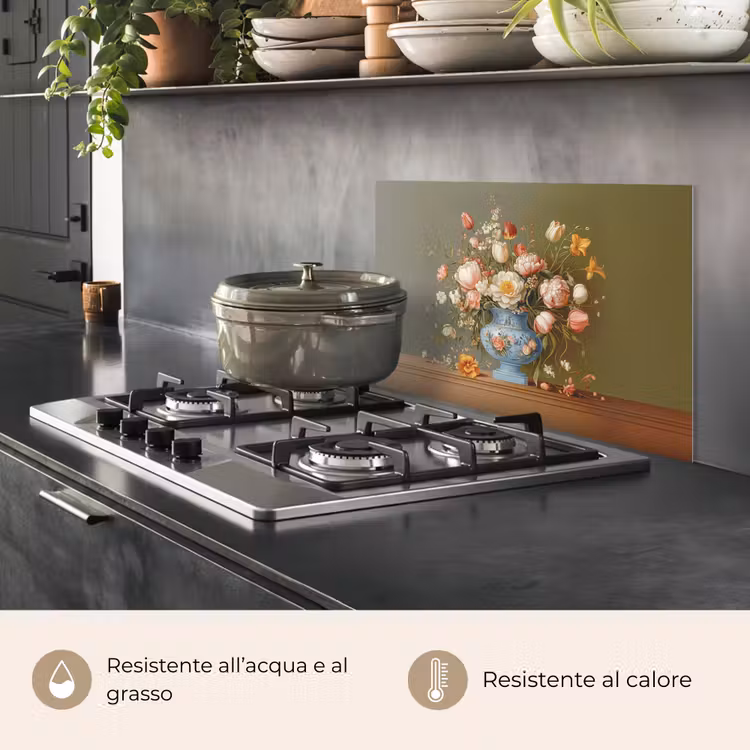 Paraschizzi cucina - Neutro - Fiori - Bouquet - Vaso — 2