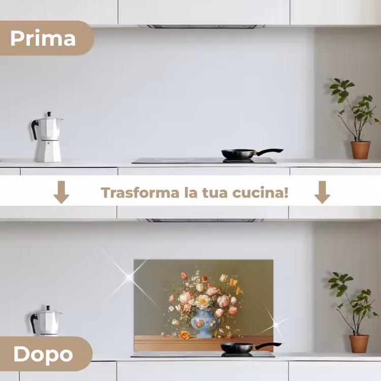 Paraschizzi cucina - Neutro - Fiori - Bouquet - Vaso — 7