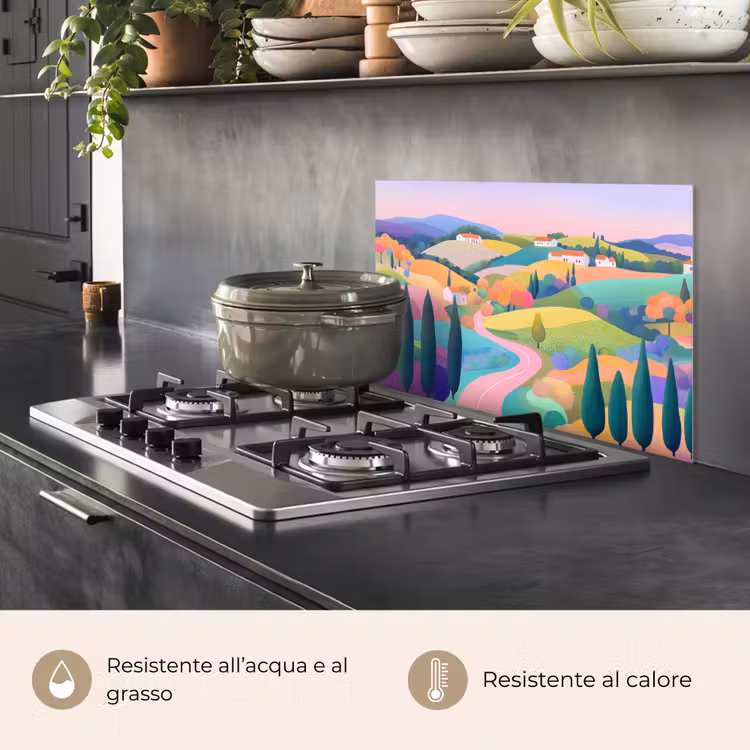 Paraschizzi cucina - Paesaggio - Viola - Pastello - Case — 2