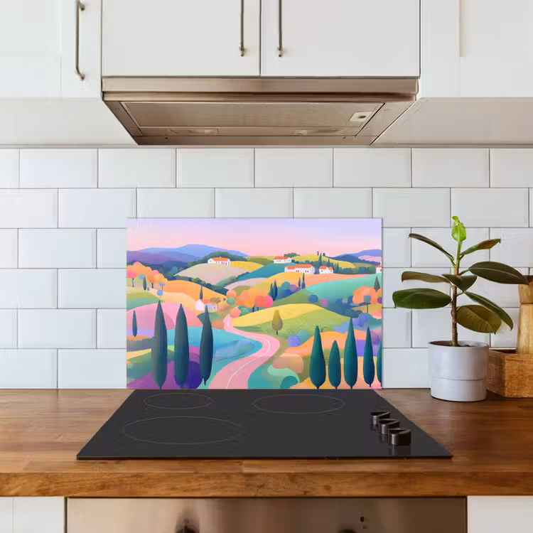 Paraschizzi cucina - Paesaggio - Viola - Pastello - Case — 3