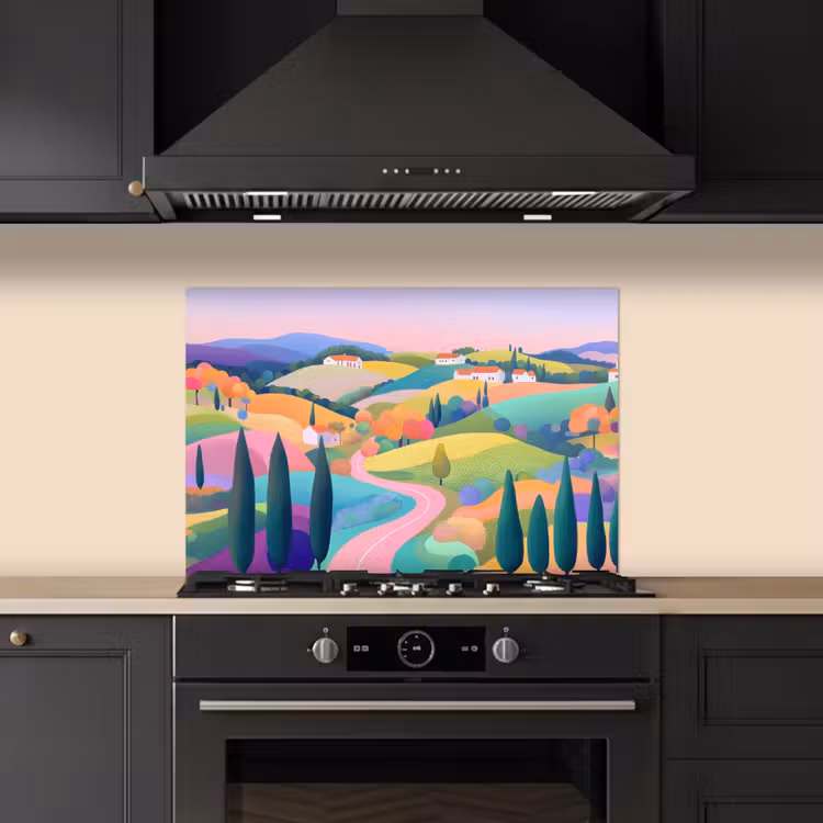 Paraschizzi cucina - Paesaggio - Viola - Pastello - Case — 5