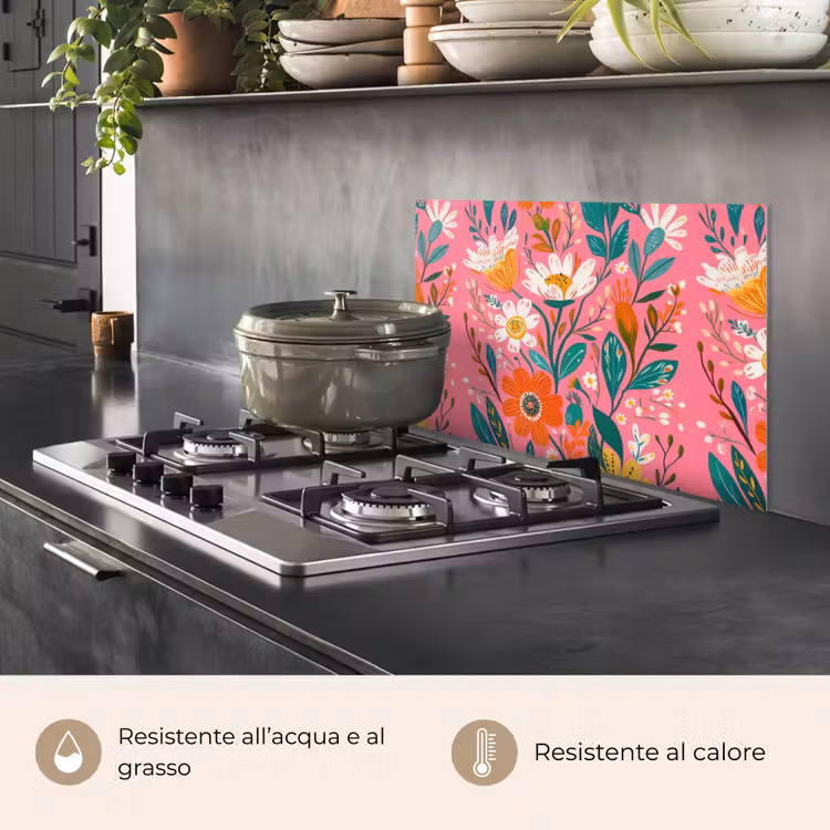 Paraschizzi cucina - Rosa - Fiori - Bianco - Arancione — 2