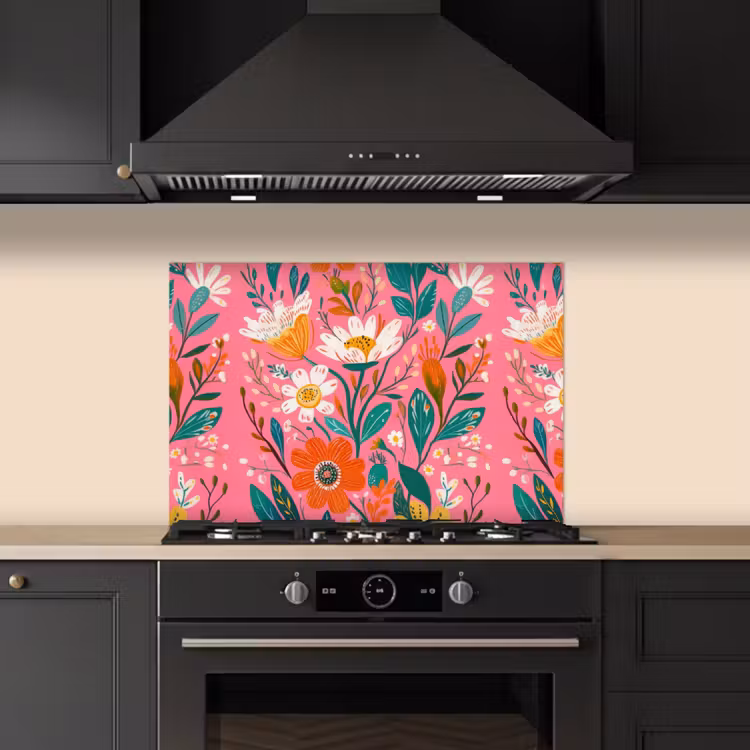 Paraschizzi cucina - Rosa - Fiori - Bianco - Arancione — 5