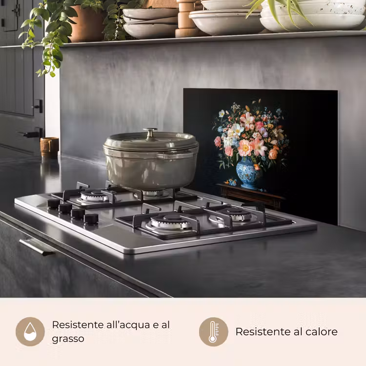 Paraschizzi cucina - Rosa - Fiori - Vaso - Colori — 2