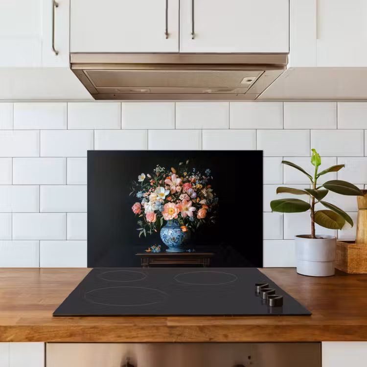 Paraschizzi cucina - Rosa - Fiori - Vaso - Colori — 3