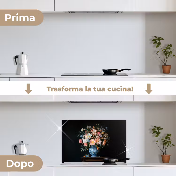 Paraschizzi cucina - Rosa - Fiori - Vaso - Colori — 7