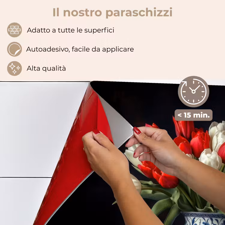 Paraschizzi cucina - Rosso - Fiori - Tulipani - Vaso — 4