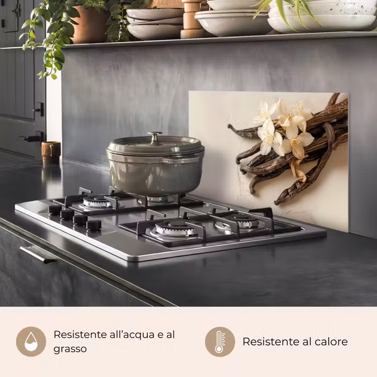 Paraschizzi cucina - Vaniglia - Floreale - Beige — 2