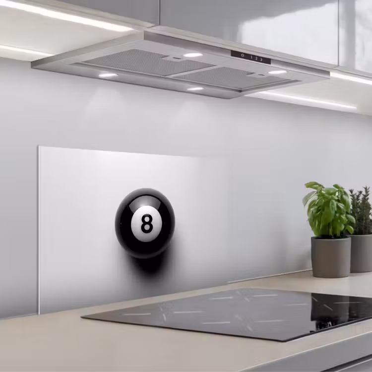 Paraschizzi cucina - Palla da biliardo - Numero - Otto - Bianco — 1
