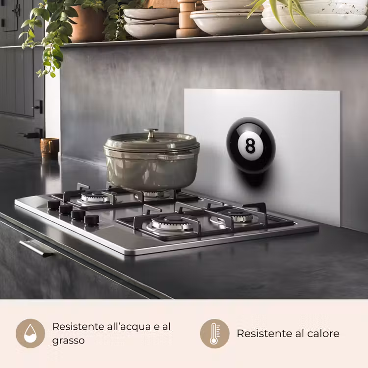Paraschizzi cucina - Palla da biliardo - Numero - Otto - Bianco — 2