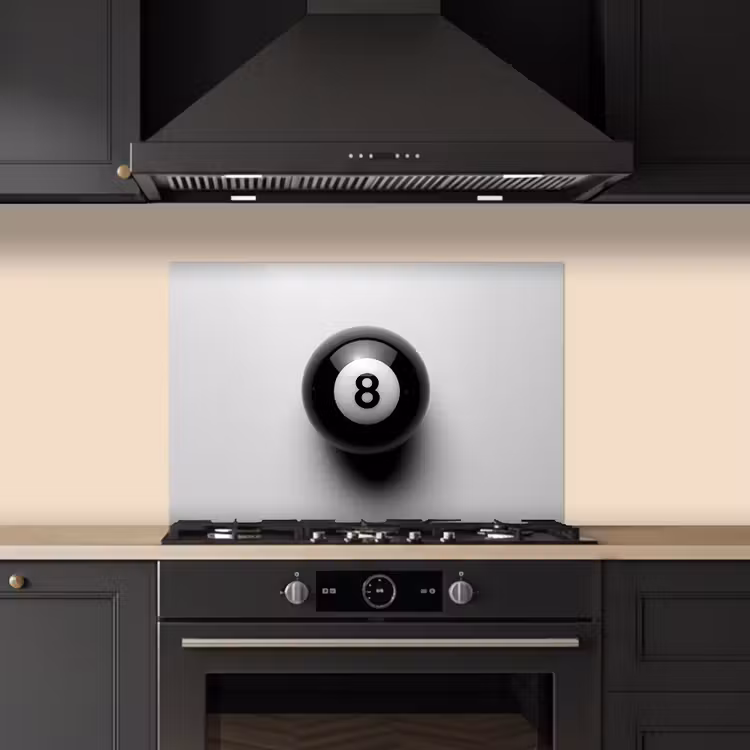 Paraschizzi cucina - Palla da biliardo - Numero - Otto - Bianco — 5