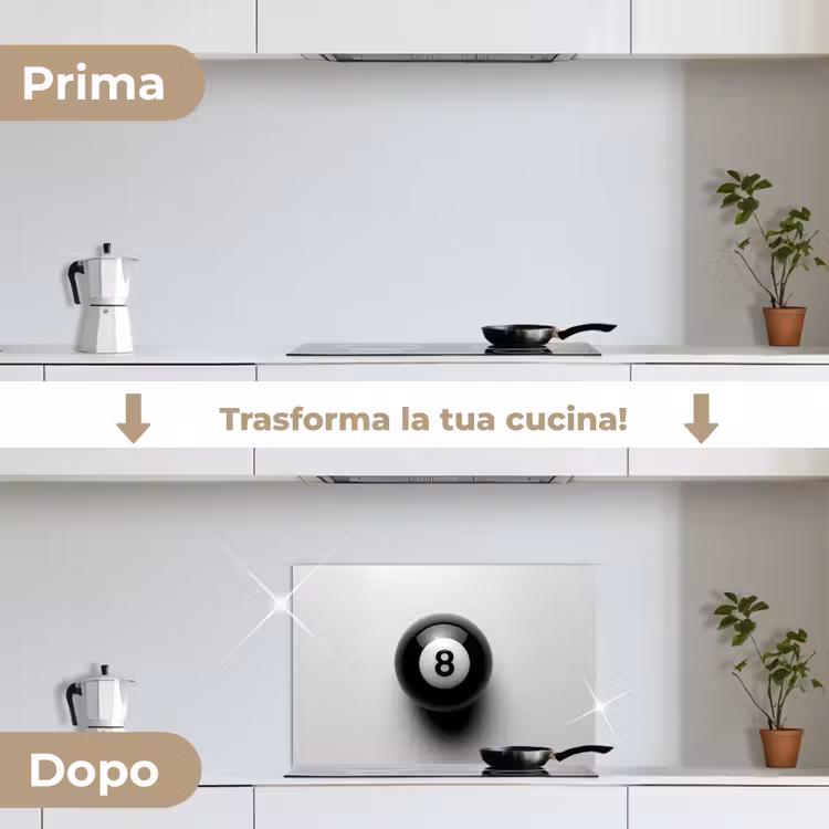 Paraschizzi cucina - Palla da biliardo - Numero - Otto - Bianco — 7